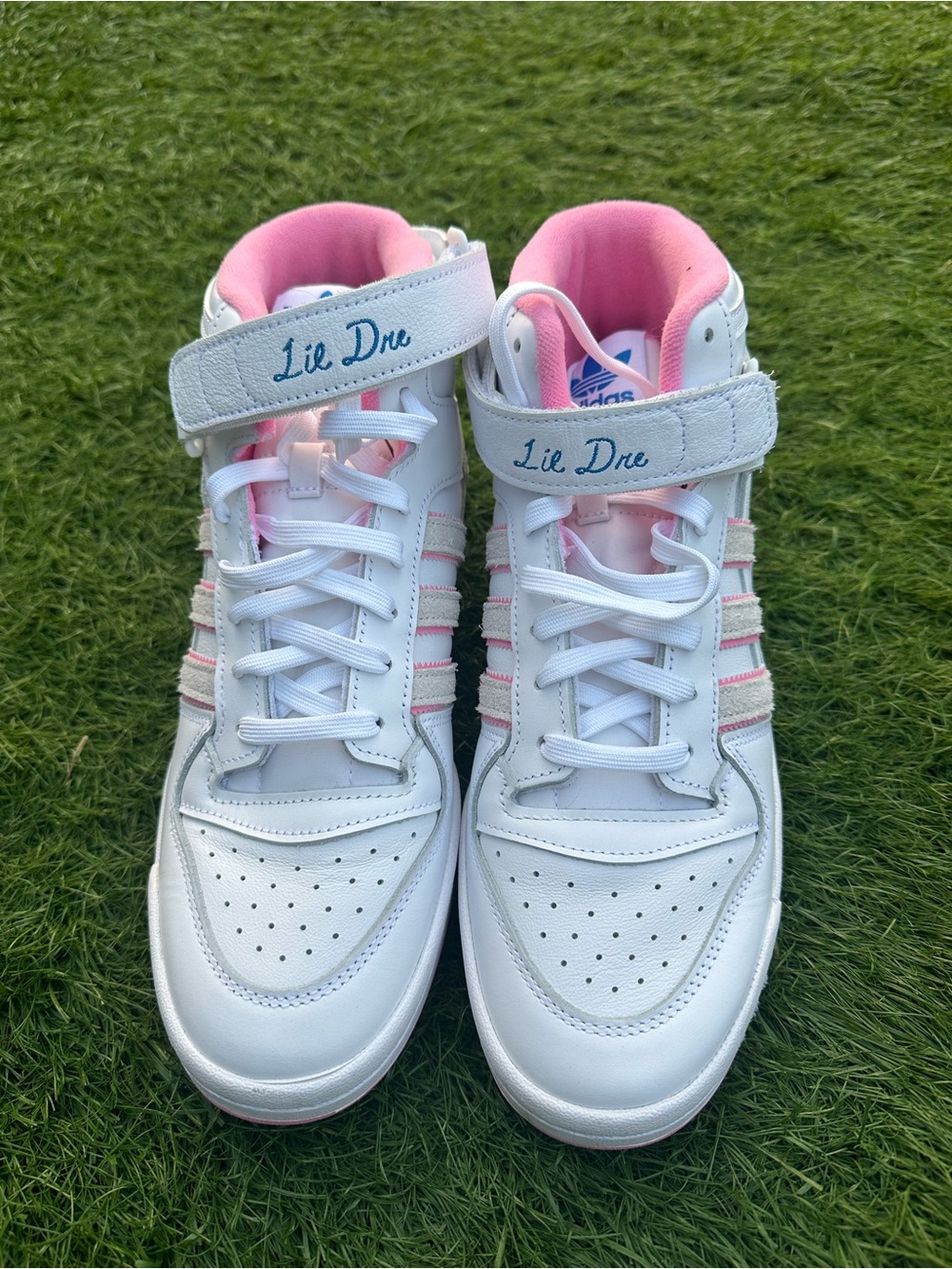 adidas White and Pink High-Top Sneakers